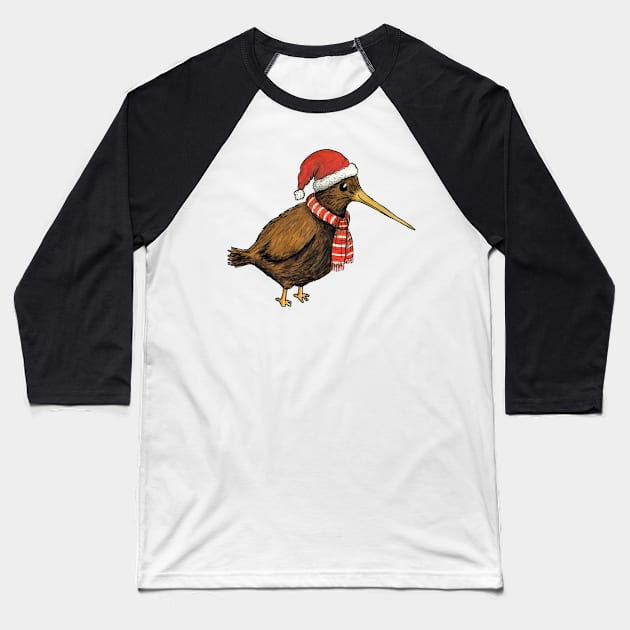 Kiwi Xmas Baseball T-Shirt by LeighsDesigns